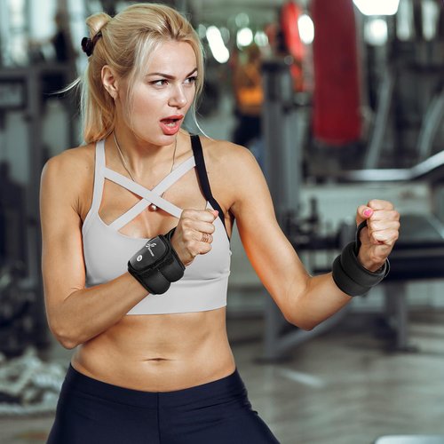 Sportneer Wrist Weights with Thumb Hole for Men Women Arm Hand Weights for Running Walking Jogging Physical Therapy Gym Strength Training Cardio Exercises 1 LB x 2 (Black)