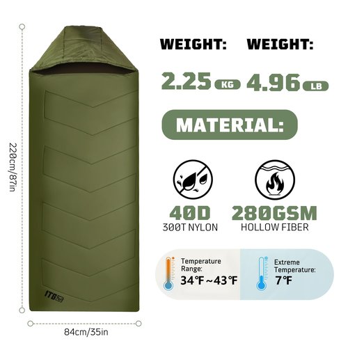 Sleeping Bags for Adults, 34°F to 43°F Ultralight Warm Cold Weather Sleeping Bag for Camping, Backpacking, Hiking, Hunting, and Outdoor Travel with Compression Sack