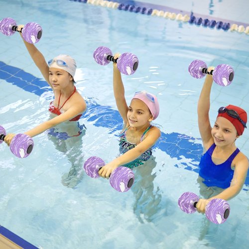 Water Dumbbells, 2PACK Aquatic Exercise Dumbbells, EVA Foam Barbells for Men Women Water Workouts (Purple+White)