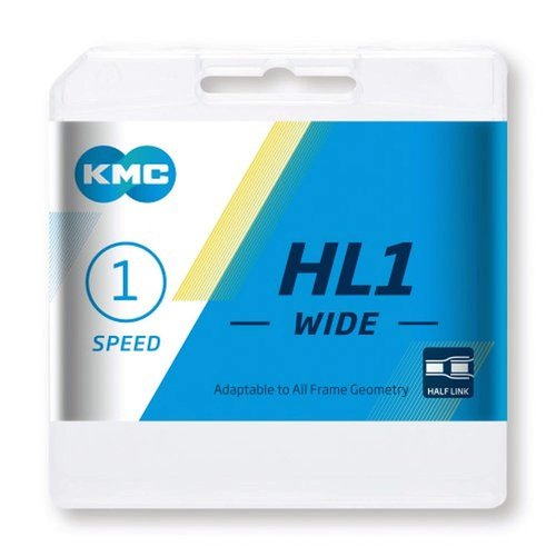 KMC Bike Chain HL1, Half Link BMX Chain, Maximum Adjustability, Super Smooth Single Speed Chain, Nickel Plated Bicycle Chain, Bike Chain with Bullet Joining Pin, 1/2" X 1/8" - 100 Links
