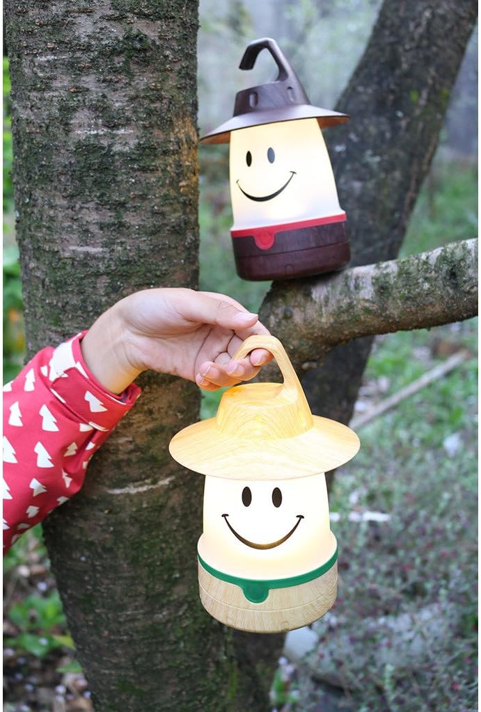 Time Concept SMiLE Soft LED Night Lantern - Woody Brown - Hanging Lamp, Battery-Operated