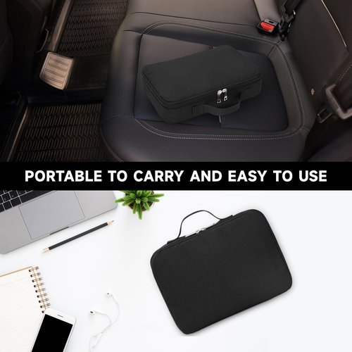 Sgorlds Pistol Safe, Portable Travel Car Gun Safe, 2 Pack-2 Handgun Lock Box Safe with Handbag, Gun Safes for Car, Home, Travel, 11.5" x7.5" x2.5", Black