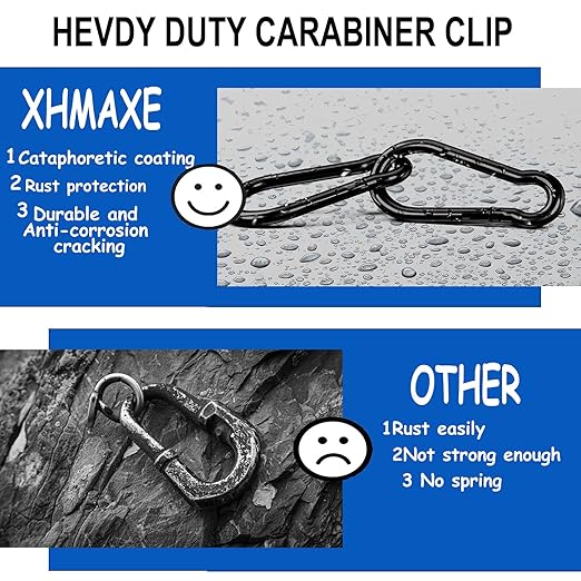 40PCS M6 Carabiner Clips,2.36Inch Spring Snap Hook Quick Link Small Carabiner Clips,Spring Link Buckle for DIY Fishing Camping Hammock Dog Leashes-270LBS Holding Capacity