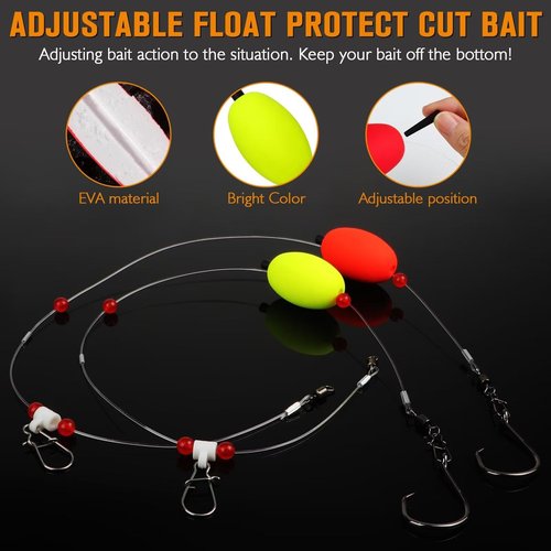 Dovesun Fish Finder Rig with Float 20.5" Surf Fishing Rigs 90LB Surf Fishing Tackle for Shark Bluefish Stripers 6PCS 5/0