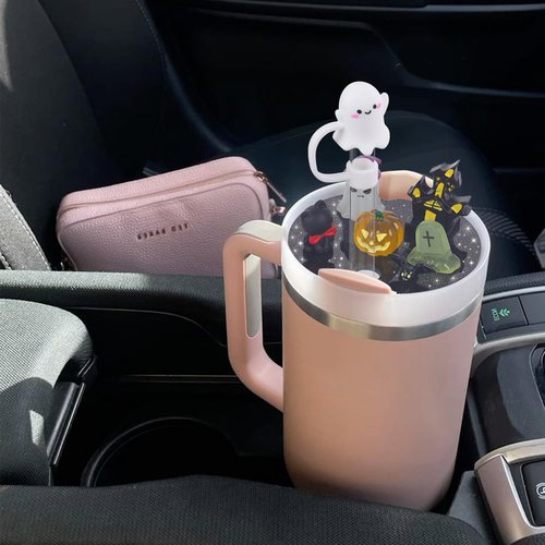 Compatible with Stanley Cup Lid Accessories Charms, Charms for Stanley Cups H2.0 Accessories 30oz 40oz with Silicone Straw Cover Cap for Tumblers (Halloween, 40oz)