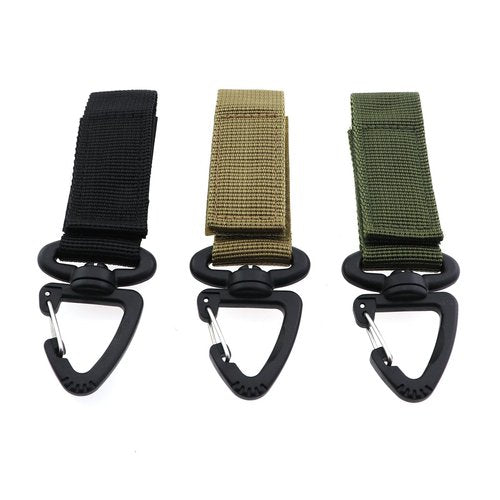KKUANG 3PCS Outdoor Tactical Backpack with 360 Rotating Triangle Buckle, Multi-Functional Mountaineering Buckle, D-Ring Keychain for Camping, Hiking & Construction Work