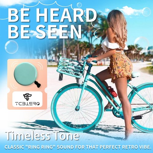TCBIERO 95dB Bike Bell for Cruisers | Water Green | Rust-Proof All-Ages Design | Loud Ring Ring Sound Alarm