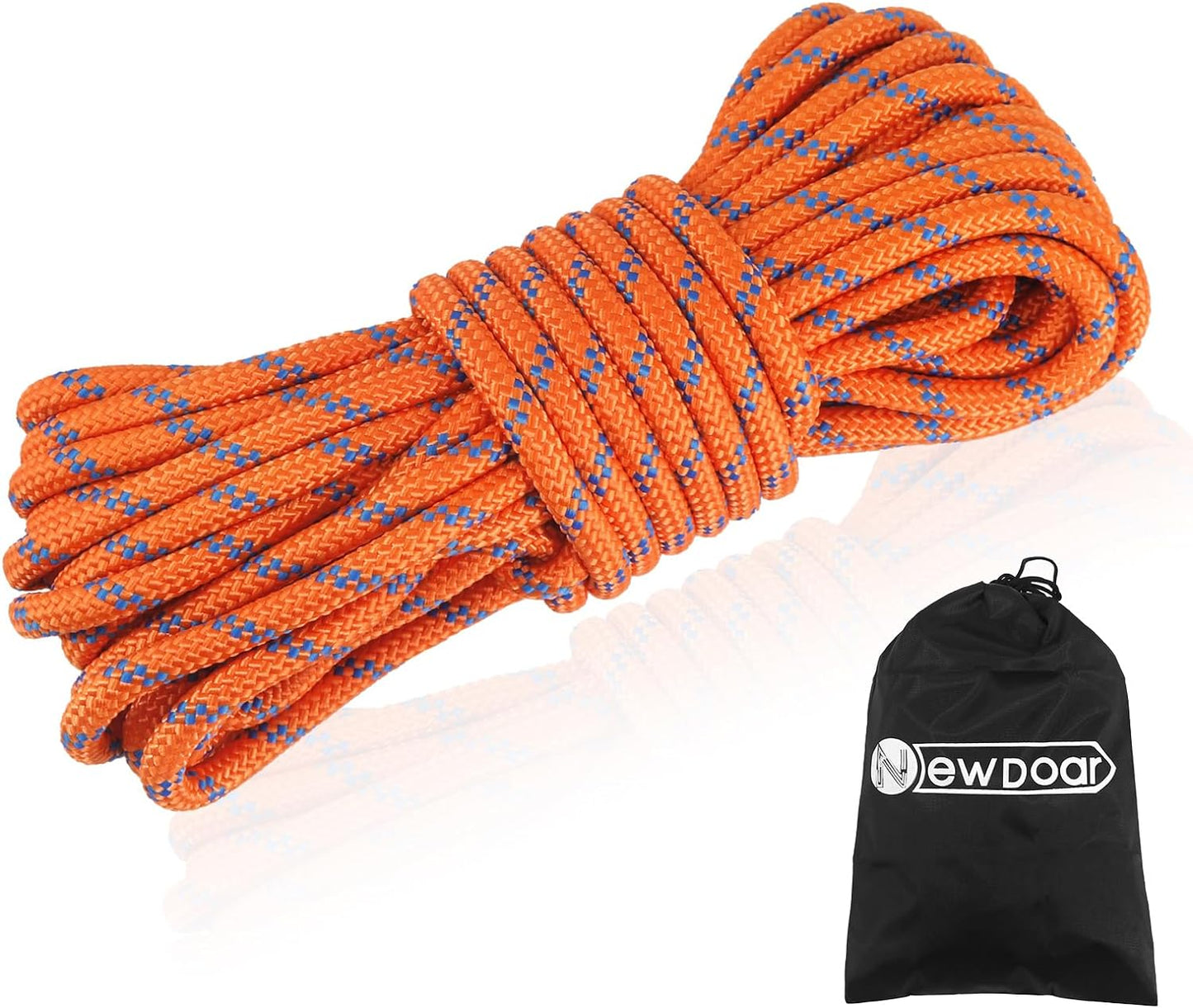 NewDoar 8mm Climbing Accessory Cord High Strength Rope Equipment for Mountain Climb, Fire Rescue Escape, Outdoor Survival, Camping (Polyester 20ft)