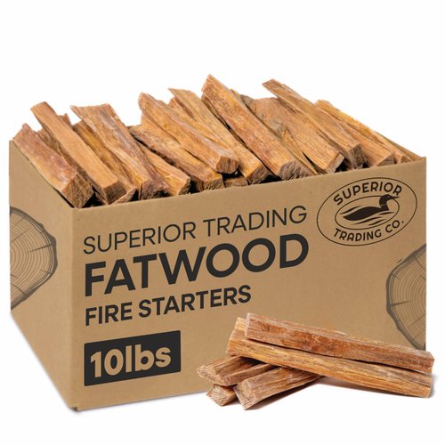 Superior Trading Premium Fatwood Fire Starter Sticks, Natural Kindling for Fireplaces, Wood Stoves, Winter Camping Fire Starter, Fire Lights, 10 lbs
