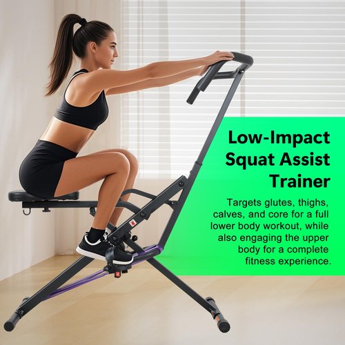 Leikefitness Squat Assist Trainer for Leg Fitness Machine for Home Gym Squat Machine, 2 in 1 Ride & Rowing Machine for Botty Glutes Butt Thighs, Black