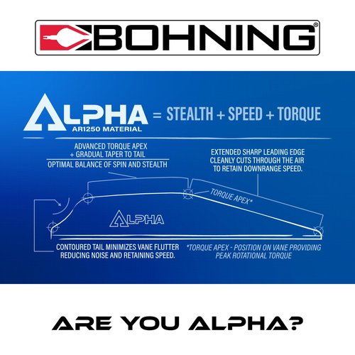 Bohning Alpha AR 1250 Vane, 2.8", White, 36pk