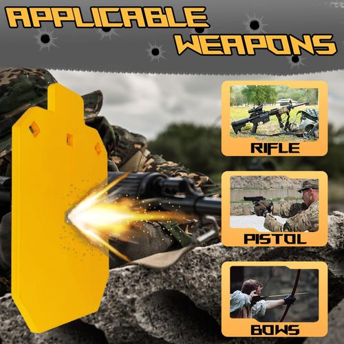 Steel Targets for Shooting (Yellow-Rectangular, Steel Target,2 Hooks and 2 Steel ChainBrackets)