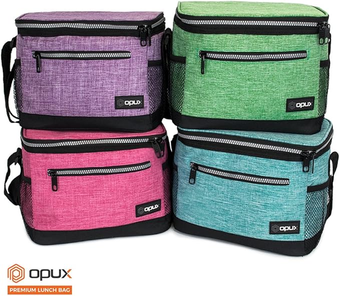 opux Insulated Lunch Box Men Women, Lunch Bag for Work School, Leakproof Soft Cooler Tote Adult, Large Lunch Pail Kids Boys Girls, Picnic Beach Food Bag with Shoulder Strap, Turquoise Blue