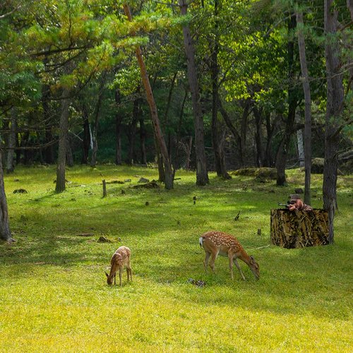 Cakmecwy Hunting Blinds, Deer Hunting Tree Stand Blind Cover, Universal Camo Tripod Deer Stand Accessories for Turkey, Elk, and Moose Hunting, Large Size with Silent Zips and 2 Pocket