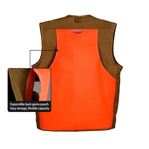 TKLoop Upland Hunting Vest with Multi Pockets Brown/Orange Upland Game Field Bird Hunting Vest