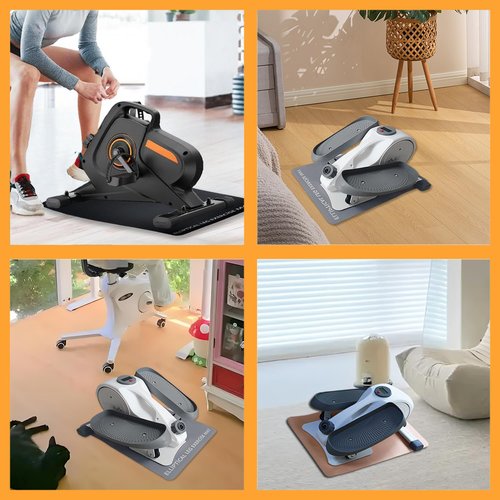 Non-Slip Workout Mat for Under Desk Ellipticals, Ellipse Leg Exerciser Machine Mat, 3mm Thick Exercise Equipment Mats, Improves Machine Stability & Protects The Floor, 23.62 x 16.92 Inches