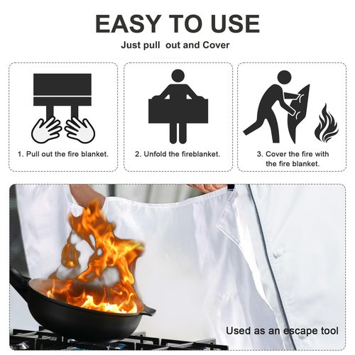 VIKDOOK Fire Blanket for Camping Grill Kitchen Emergency Fire Blanket for Home Lightweight Portable Package