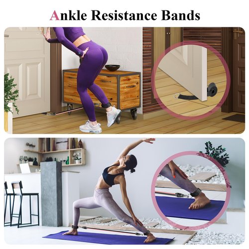 Ligebul Pilates Bar Kit with Resistance Bands, Pilates Bar with AB Roller Multifunctional Exercise Stretch Fusion Bar Equipment for Home Workouts Women and Men