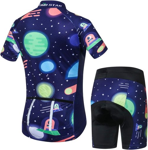 Cycling Jersey Kids,Short Sleeve Cartoon Road Mountain Bike Jersey Set/Top/Short for Girls Boys Breathable