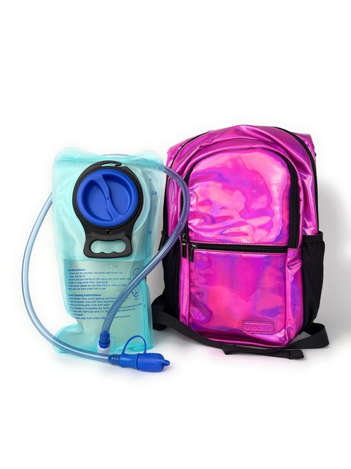 Good ES Reflective Hydration Backpack for Women with 2L Bladder, Festival Essential, Rave Hydration Pack Hydropack Hydro for Hiking, Running, Biking, Festival Gear