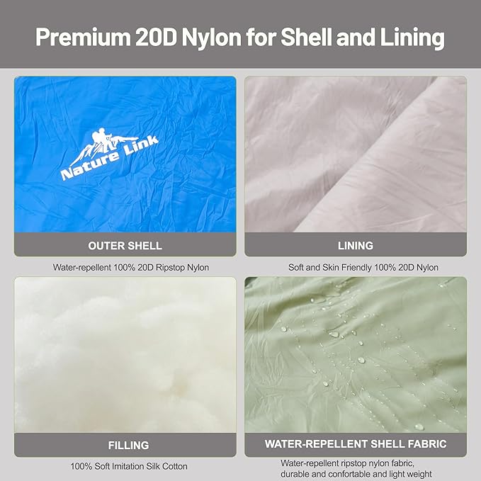 Lightweight Sleeping Bag 2.43lbs, Backpacking Sleeping Bag 46℉-59℉, Nylon Shell and Lining, Waterproof, Compact, Ultralight Sleeping Bag for Backpacking Camping Hiking
