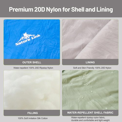 Nature Link Ultralight Backpacking Sleeping Bag 1.77lbs, Warm Weather Sleeping Bag 50℉-63℉, Nylon Shell and Lining, Waterproof, Compact and Lightweight for Backpacking Camping Hiking