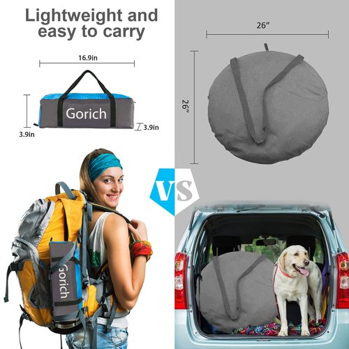 Gorich Beach Tent Sun Shelter with UV UPF99+ Protection for 3-4 People and Extra-Large Sandproof Waterproof Beach Blanket, Perfect for Camping, Travel, and Hiking (SkyRoyal, 10'x9')