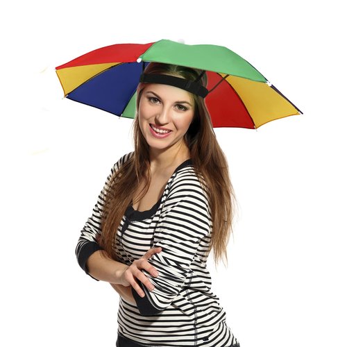 Umbrella Hat, 2 Pack Colorful Party Hats Hands Free Umbrella, Adjustable Fits All Age Kids Adults for Beach Fishing Gardening (Watermelon Red)