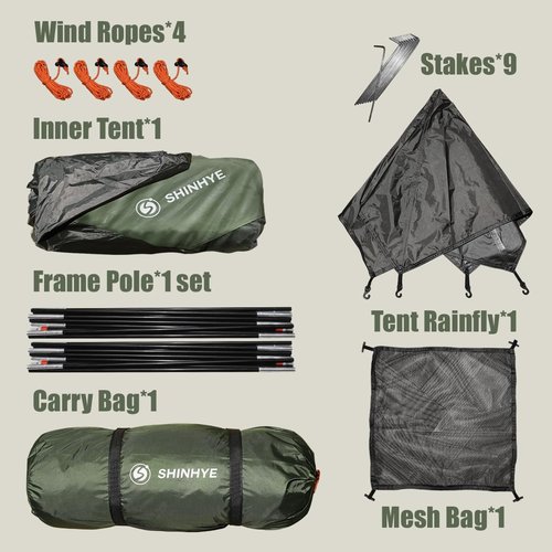 Backpacking Tent for Camping 1 Person Hiking Ultralight Tent for Waterproof Windproof Outdoor Two Doors Tents Easy Quick Setup Lightweight Instant Tents（1 Person）