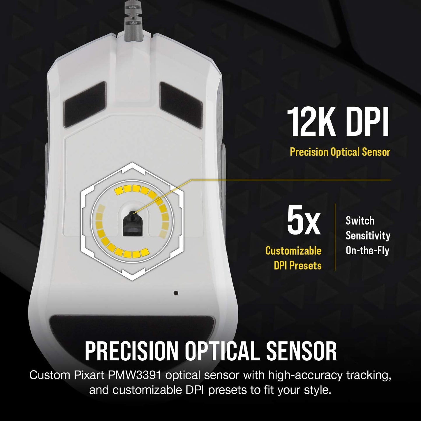 Corsair M55 Wireless Lightweight FPS Gaming Mouse – 2.4GHz & Bluetooth – 24,000 DPI – Long-Lasting Battery Life – Six Programmable Buttons – Textured Side Grips – Black