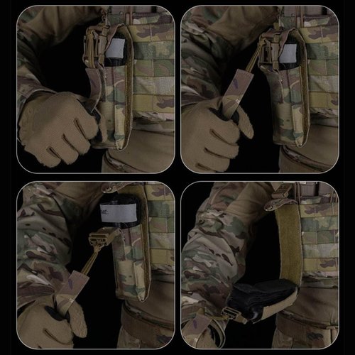 Quick Access IFAK Tourniquet Pouch Flat Open MOLLE Mount on Tactical Vest, Durable Nylon Medical Pouch with Hook Loop Sides Closure & Quick Buckle Fits SAM XT/CAT/SOF, etc(BLK)