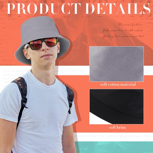 Zhanmai 3 Pcs XXL Bucket Hat for Man Woman Large Oversize Summer Beach Cotton Hats for Fisherman(Grey, Dark Blue and Black)