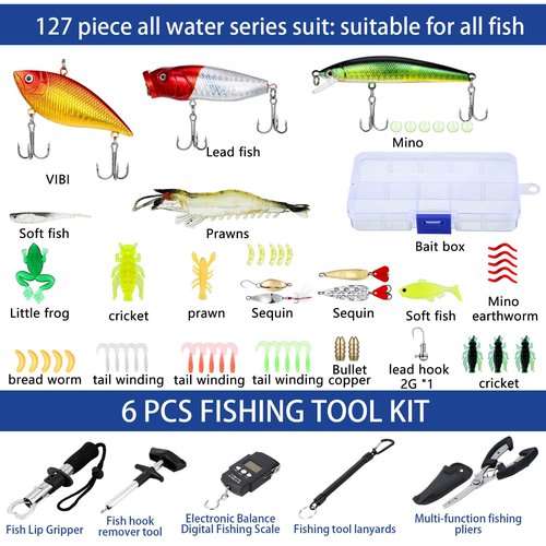 Sosation 482 Pcs Fishing Gear Equipment Kit, Backpack and Tackle Box with Tackle Included, Lures, Hooks, Sinkers Tools Accessories Kit Fishing Gifts for Men(Military Green)