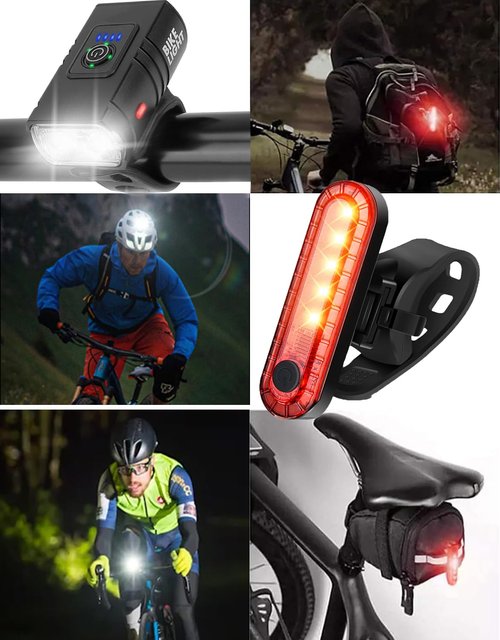 Bike Lights Front and Back for Night Riding, LED USB Rechargeable Bicycle Lights, Blinkers Bike Headlight and Tail Light Set, Fast Charging, Easy to Install