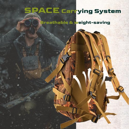 Waterproof Camo Hunting Backpack for Men, Pack Bag With Gear Accessories, Day Pack for Bow, Fishing, Hiking, Outdoor