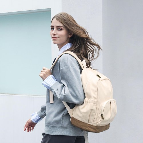 ecosmile Canvas Backpack for Women Men Lightweight Bookbag for College Aesthetic Backpack for Travel Casual Daypack