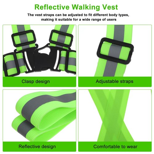 SUPVOX 2 Pcs Reflective Running Gear: Reflective Vest,High Visibility Vest Adjustable Straps for Outdoor Cycling,Walking,Construction Workers