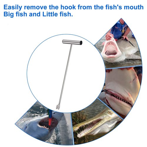 2 Pack Stainless Steel Fishing Hook Remover，Push/Pull Hook Remover，Dehooker Tool,Anti-Lost Saltwater Dehooker Tool Shark Hook Remover (17")