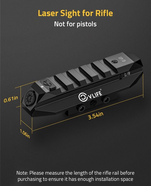 CVLIFE Laser Sight for Rifle, Low Profile Tactical Rechargeable Picatinny Rifle Laser Sight with Strobe Mode (Red Laser)