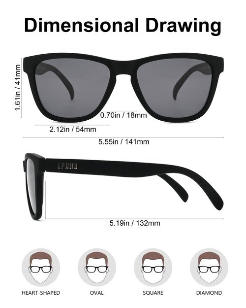 EPHIU Polarized Sports Sunglasses for Men Women Mirror Lens for Running Hiking Cycling (No Bounce No Slip,Square) TBK/GREY