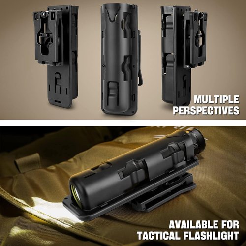 aikeec Baton Holder 360 Degree Rotating Telescopic Baton Pouch, Expandable Baton Holsters,Baton Holder for Duty Belt Tactical Swivelling Flashlight Holsters ABS Case