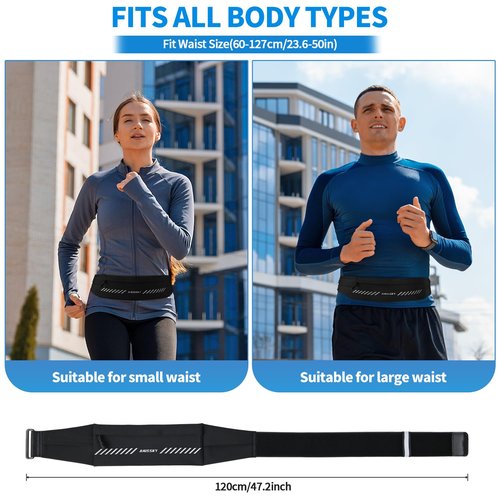 Slim Running Belts for Women Men,Reflective Phone Holder for Running Waist Belt with 3 Pouch, Gifts for Runners, Ultra Light Waterproof Running Accessories Gear for Workout Exercise Fitness