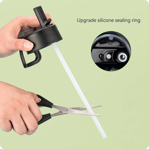 Snowfall Straw Lid for Hydro Flask Wide Mouth Water Bottles, Lids with Straw Compatible with Hydroflask 12 16 18 20 32 40 oz Wide Mouth Sports Water Bottles, 2 Straws and 1 Straw Brush