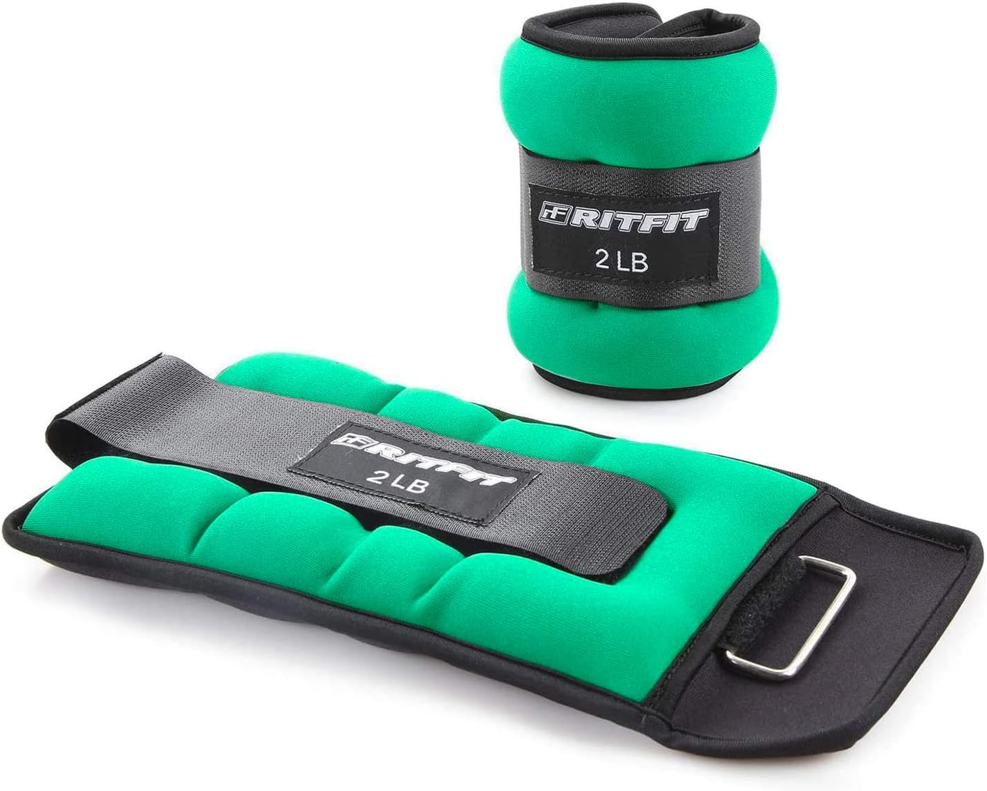 RitFit Ankle Wrist Weights (1 Pair) 1 1.5 2 3 4 5 LB Each with Fully Adjustable Strap for Arm, Hand & Leg - Best for Walking, Jogging, Gymnastics, Aerobics