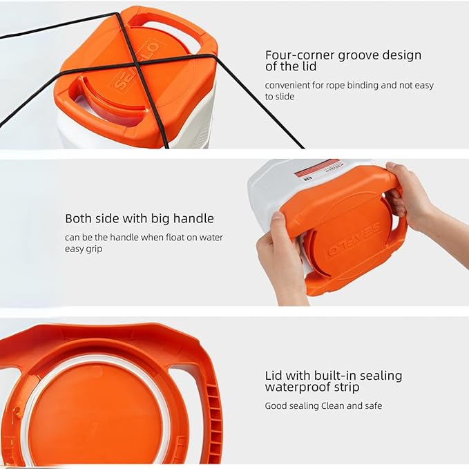 SEAFLO Waterproof Storage Bins with Lid for Marine, RV, Storage, Kayak, Camping 2.64 Gal / 10 L