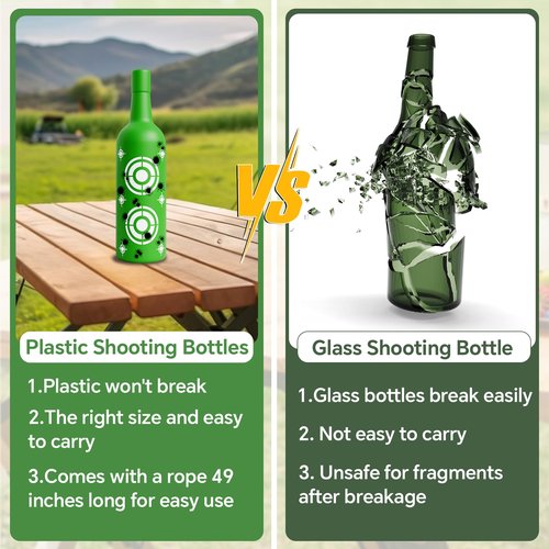 DUHARS 6 Pack Plastic Bottles Shooting Targets, Resetting Targets for Shooting Range, with Rope for Firearm Target Practice, Reactive Targets Outdoor, Backyard, Indoor, Portable