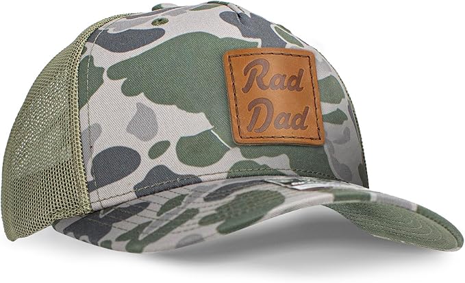 Leather Patch Hat for Men - Richardson 112 Trucker Hat w/Full-Grain Leather Patch, Laser-Engraved, Machine-Stitched