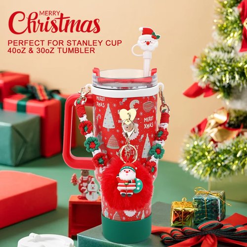 Stanley Cup Accessories Set Including Water Bottle Handle Strap, Siliocne Stanley Cup Boot, Siliocne Straw Cover, Stanley Charms for 40oz & 30oz Tumbler