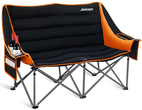 Camping Chairs Oversized Camping Chair Portable Double Camping Chair for Adults Heavy Duty Folding Chair Support 700LBS with Cup Holders & Large Side Organizer Pockets for Camping/Car Trunk/Campfires
