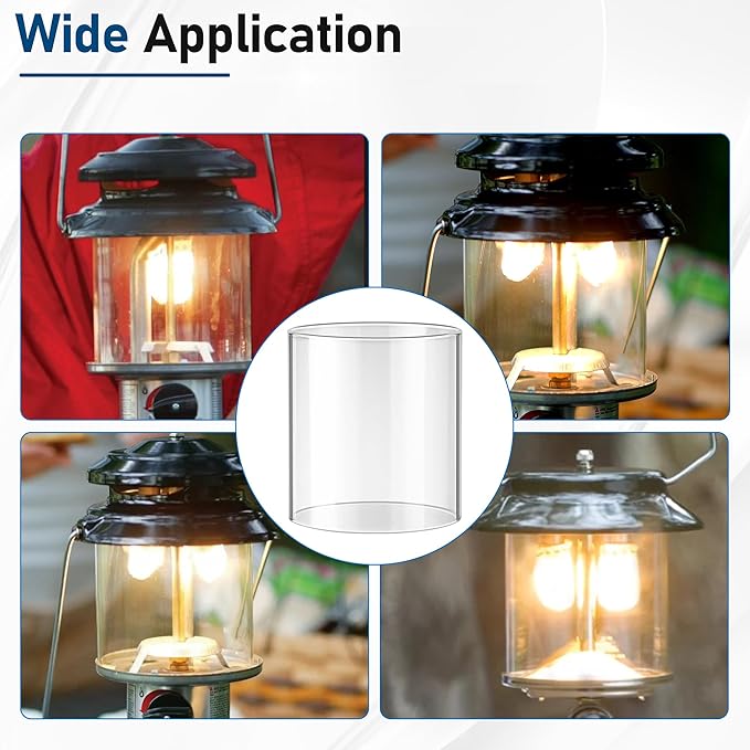 Camping Lantern Accessories for Coleman Lantern Replacement Part Glass Globe, Lantern Mantles, Check Valve and Air Stem Compatible with Standard Shape Coleman Fueled Propane Lanterns ﻿